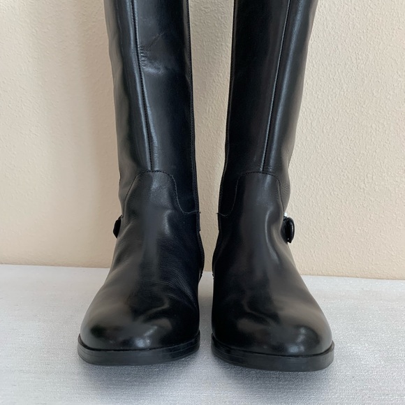 NWOT MARC FISHER Black Leather/Suede Dual Buckle Knee High Boots Woman’s 8W - Picture 4 of 16